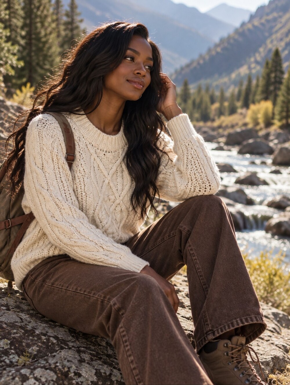 M&S Collection | Knit Knotted High Neck Sweater Cream Small